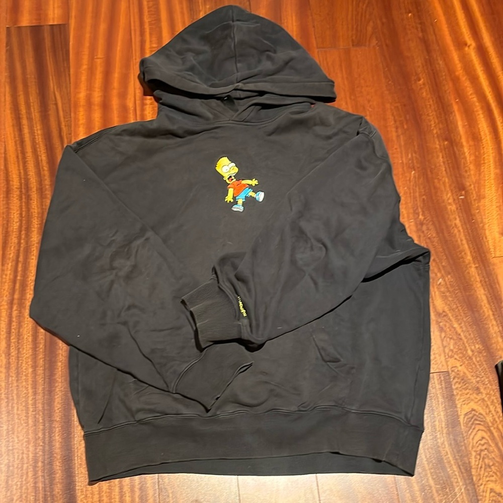 H&M size L thick oversized hoodie with Bart Simpson embroidered center